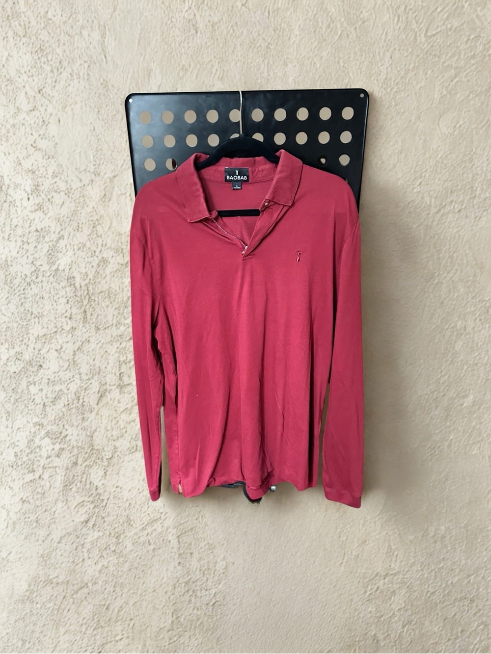Baobab Collection Men's Long-Sleeve Polo in Burgundy